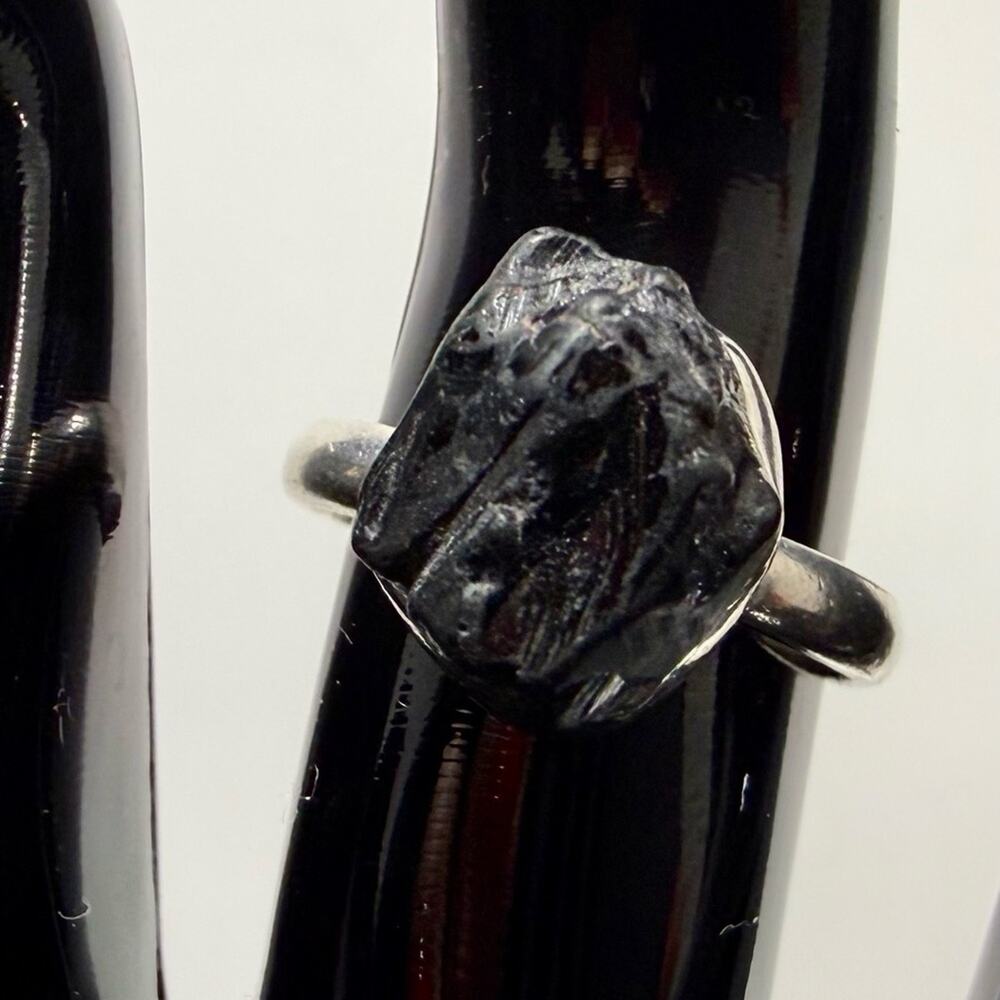 STERLING SILVER 925 Black METEORITE RING size 6